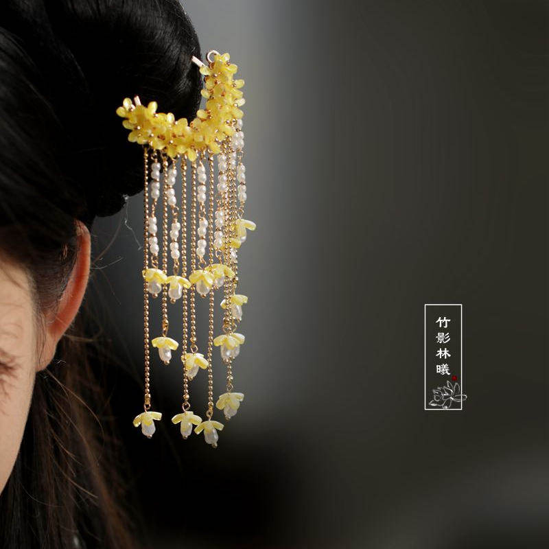 Curtain Rods - Oud-stijlige Osmanthus haarspeld met kwastjes, Hanfu