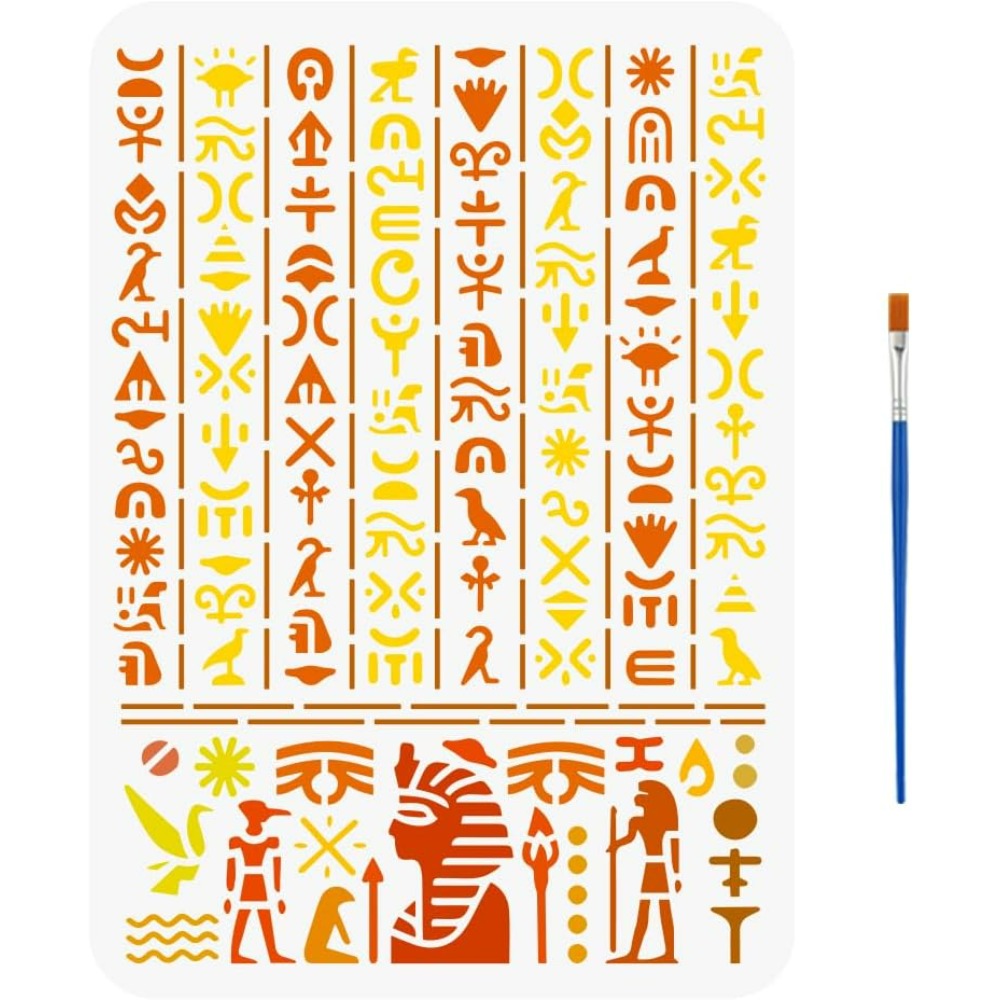 Paint Brush - Oude Egyptische script stencil met een