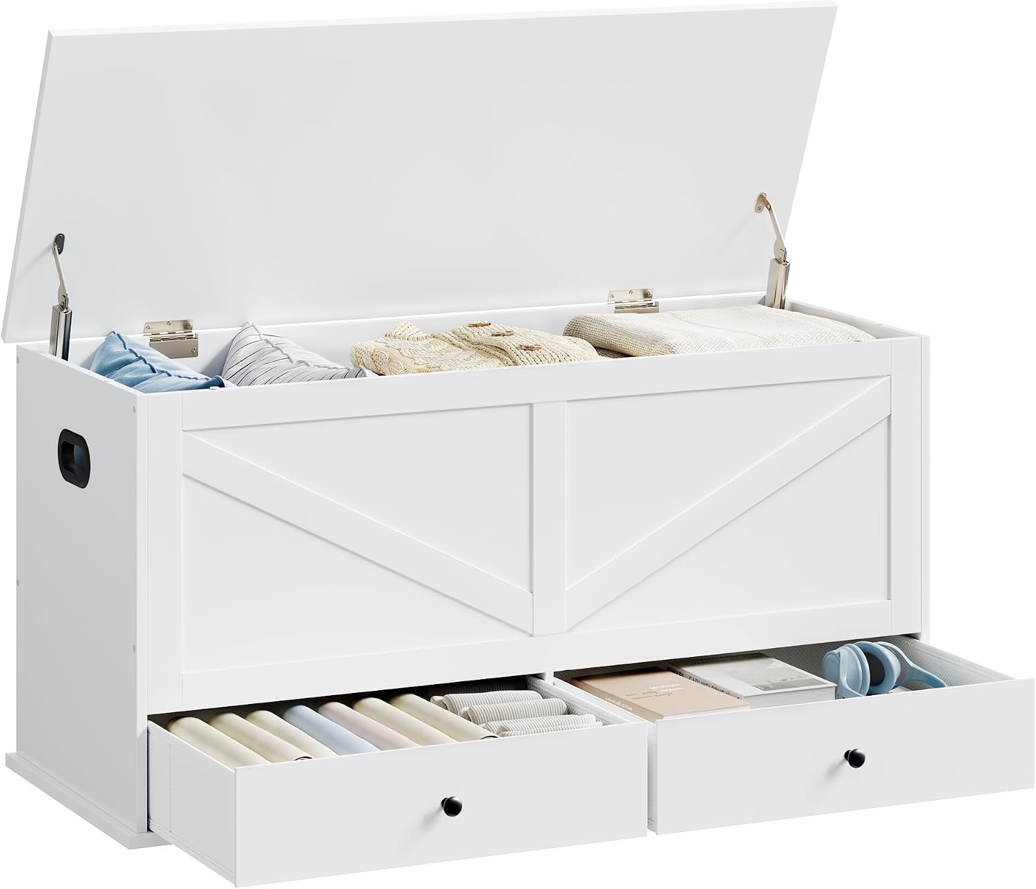 Cabinet Hinges - Boerderijstijl opbergkist met laden, houten entreebank,