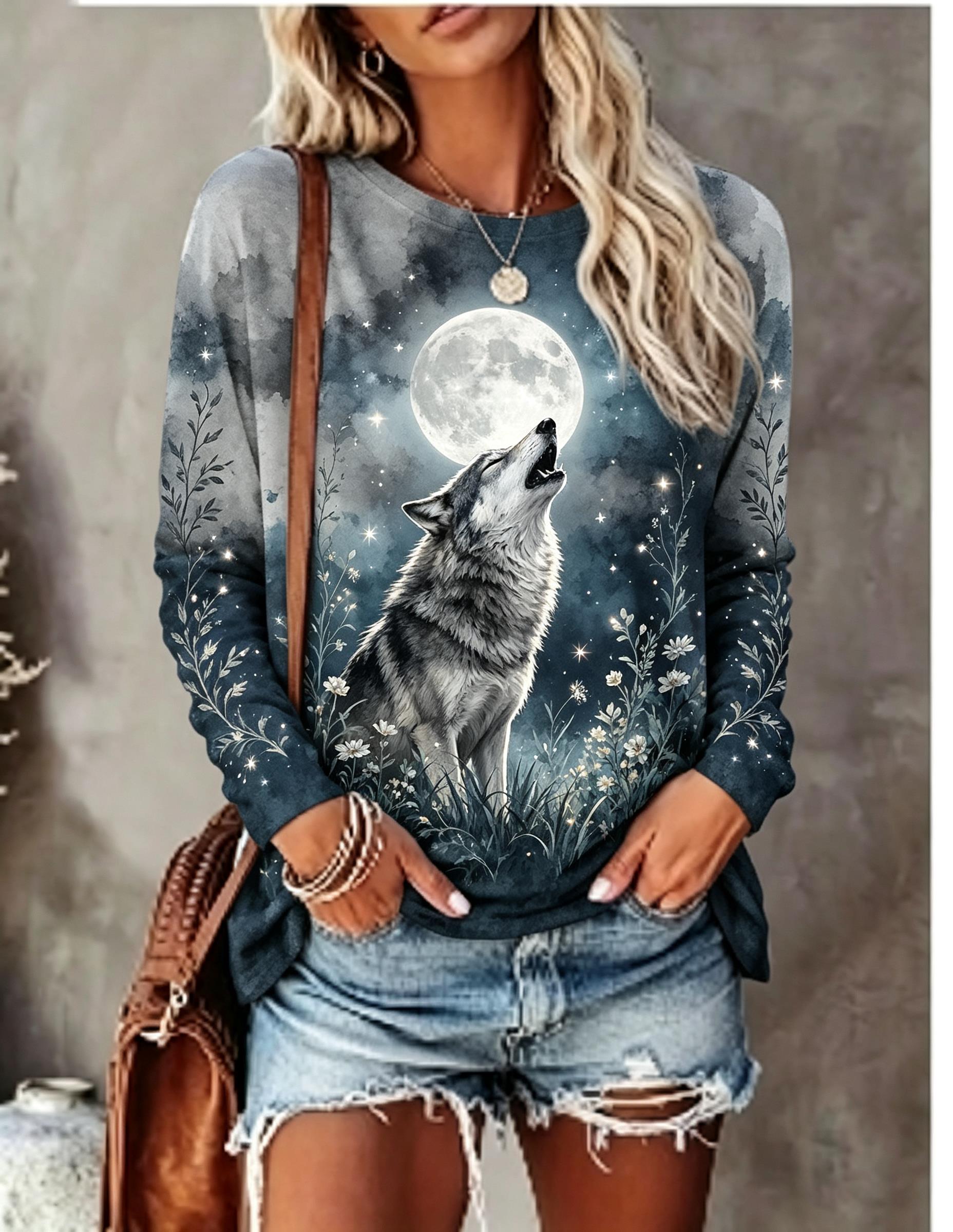 Wallpaper - Dames T-shirt met lange mouwen, Howling